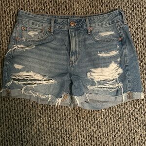 American Eagle Outfitters Blue Distressed Jean Shorts